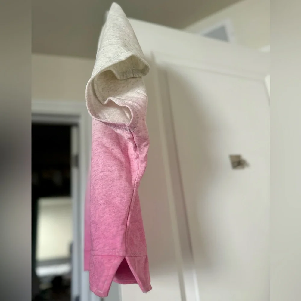 Victoria’s Secret heather grey & pink faded tie dye frayed flutter sleeves top
